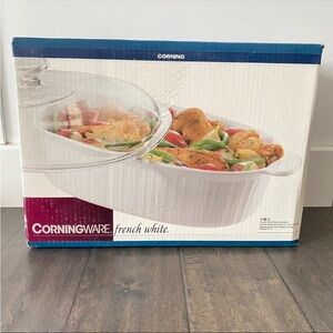 NIB Vintage 1995 Corningware French White 4 Qt. Oval Roaster/Casserole with Lid